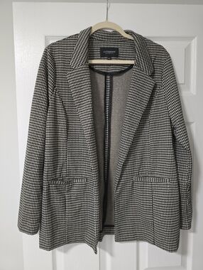 Liverpool Black & White Houndstooth Open-Front Blazer